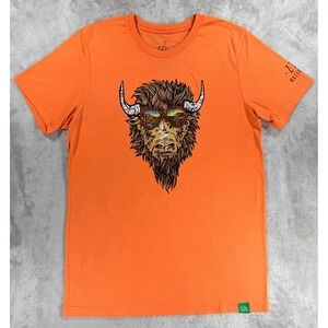 Wild Tribute Mens T-Shirt Zion National Park Bison Sunglasses Orange Size M